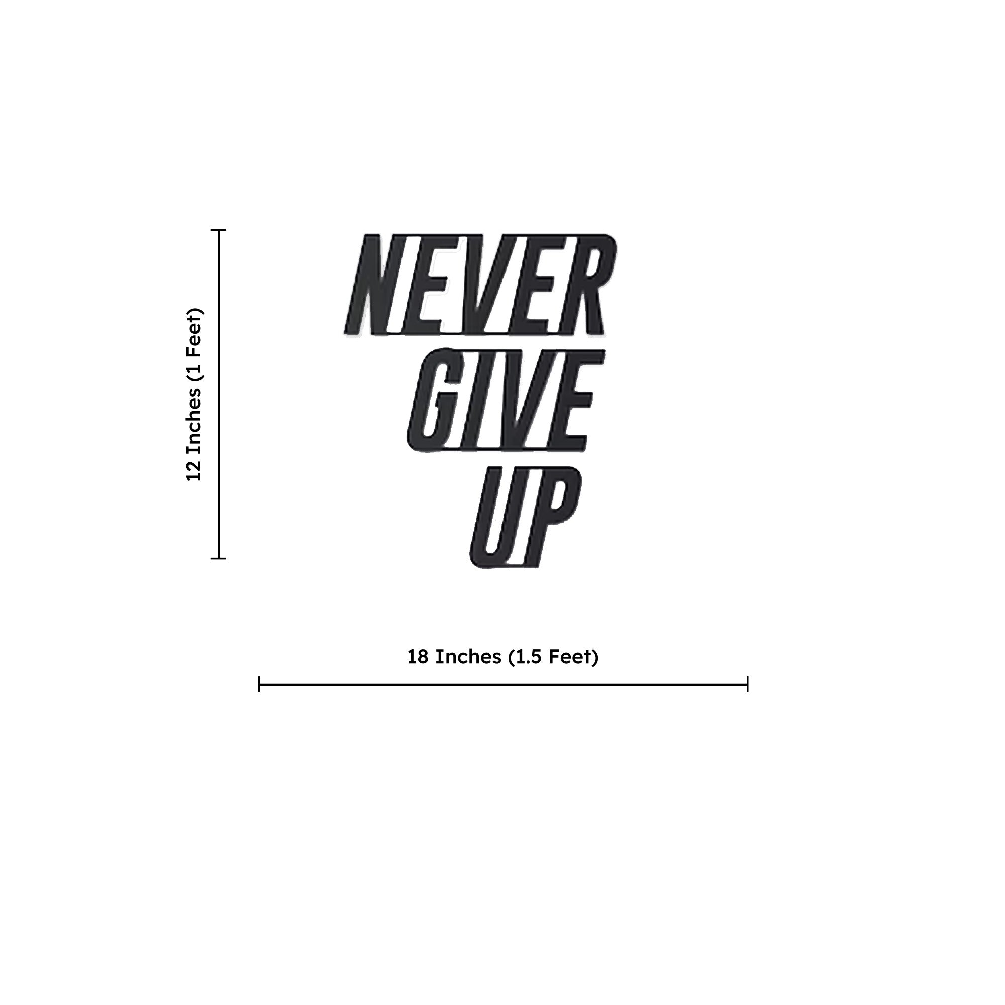 Never Give Up Text Metal Art Office Wall Decor