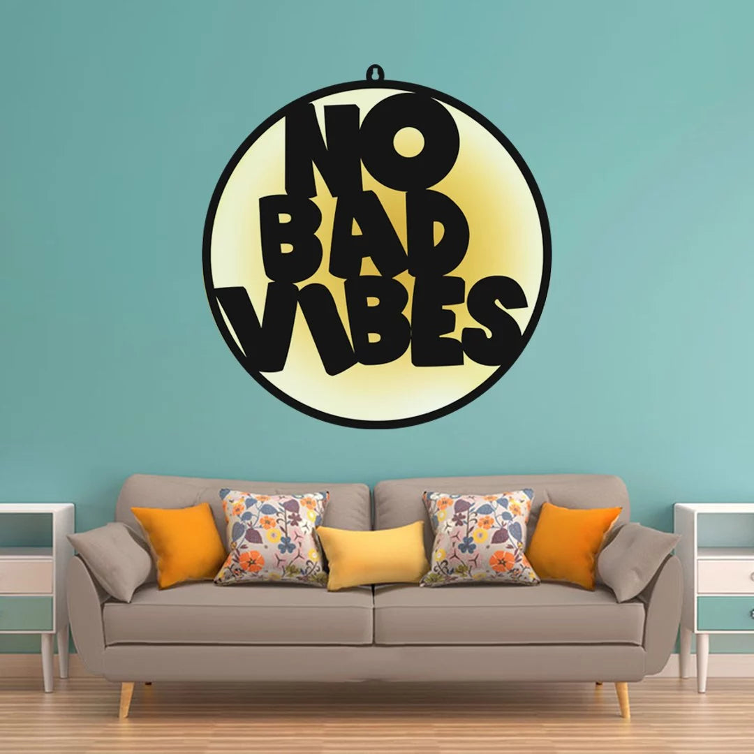 No Bad Vibes LED Wall Art Light for Modern Room Wall Decor