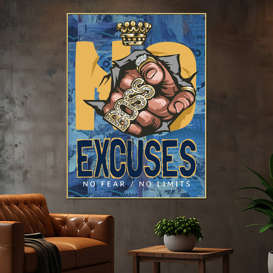 No Excuses No Limits Cotton Canvas Wall Painting