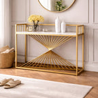 Nordic Premium Golden Artistic Metal Finish Console Table