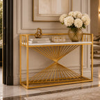 Nordic Premium Golden Artistic Metal Finish Console Table