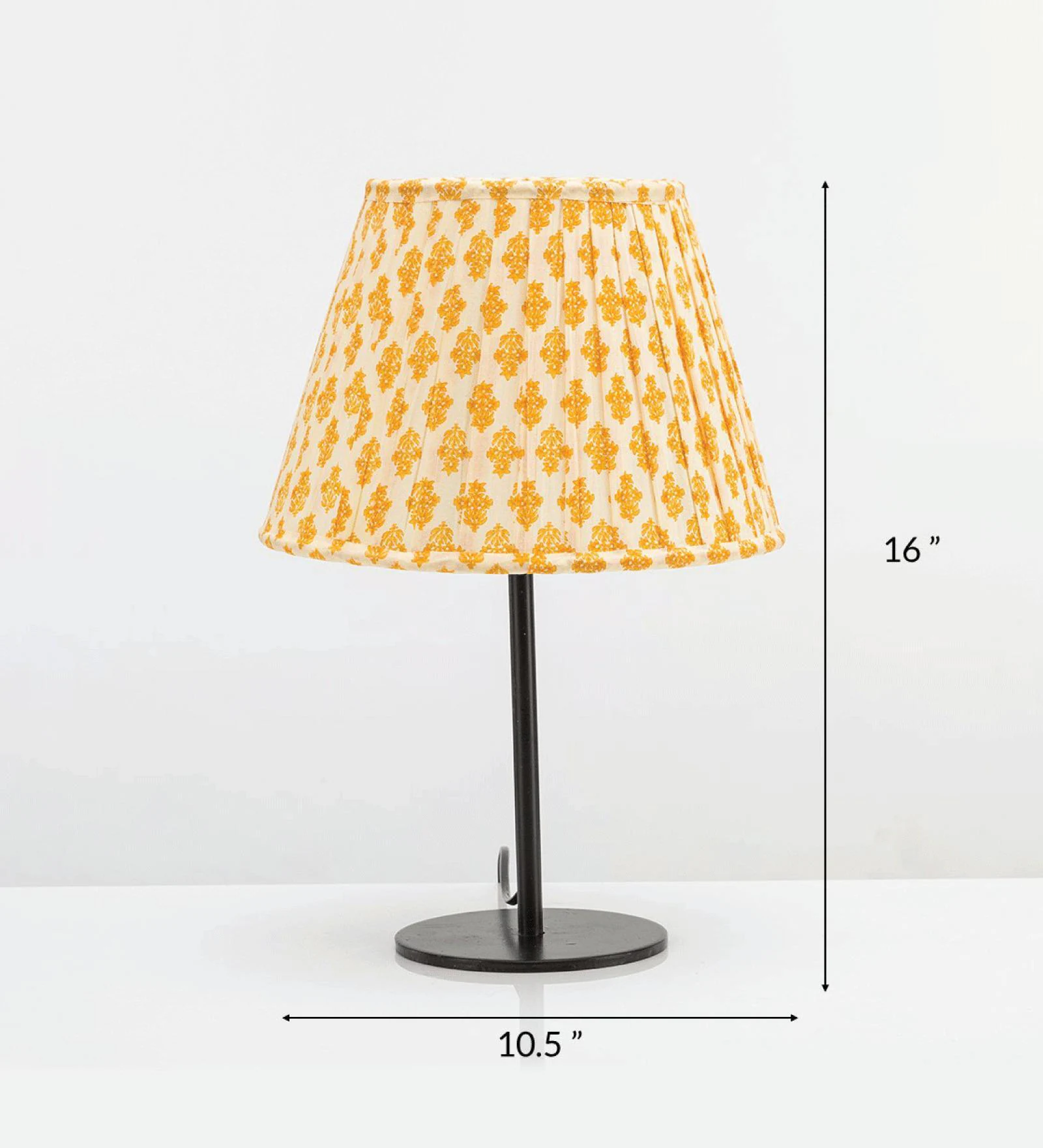 Novelty Floral Printed Fabric In Yellow Color Night Lamp with Metal Base