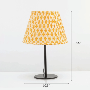 Novelty Floral Printed Fabric In Yellow Color Night Lamp with Metal Base