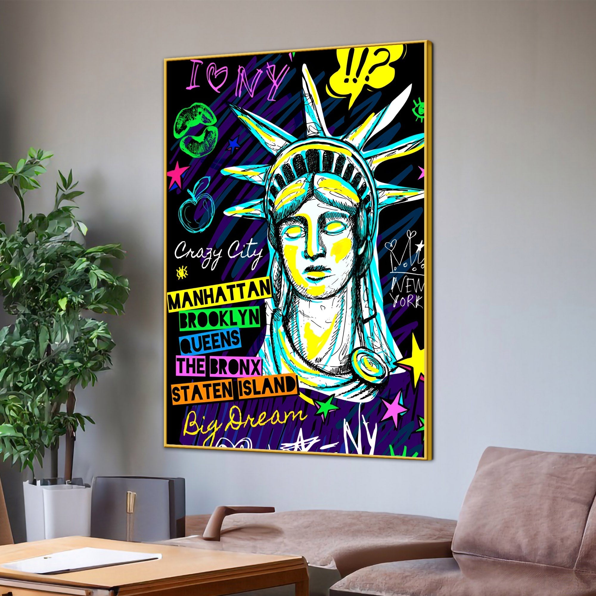 NYC Dreamscape Graffiti Goddess Cotton Canvas Wall Painting