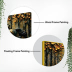 Obsidian Stallion in Golden Forest 3D Canvas Wall Painting