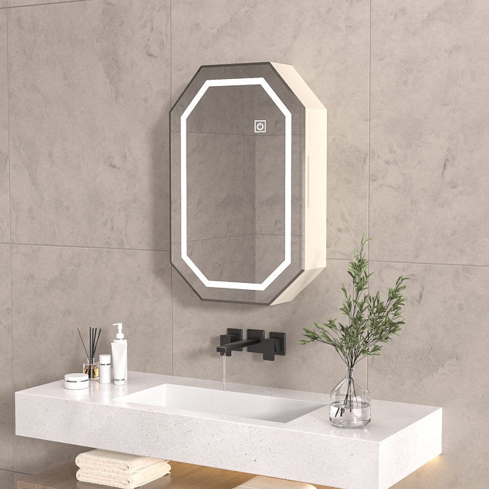 Octagonal Design Bergess Illuminated Mirror with Cabinet