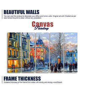 Old City in Winters Canvas Five Pieces Wall Painting