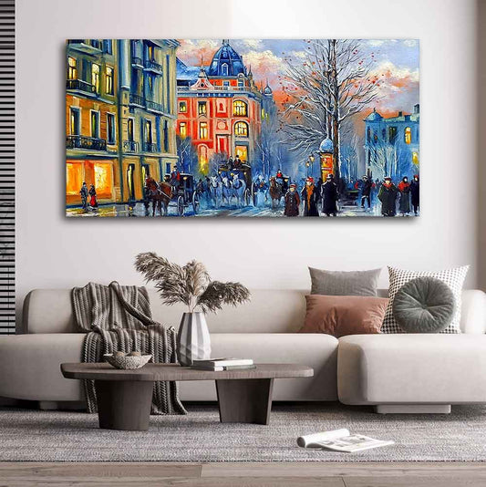 Old City in Winters Canvas Wall Painting