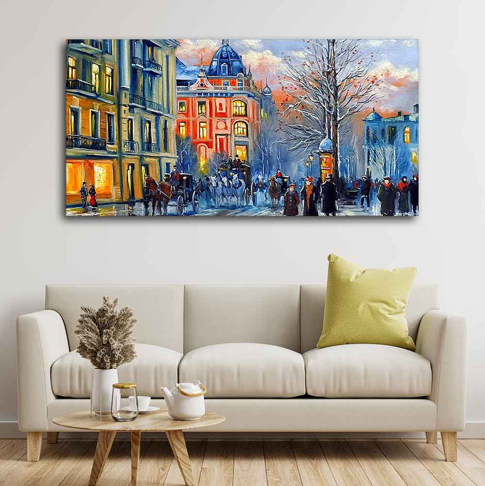 Old City in Winters Canvas Wall Painting