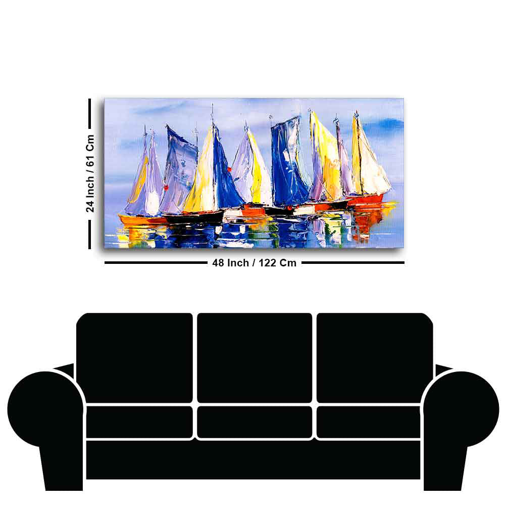 Sailing Boats in Ocean Canvas Wall Painting