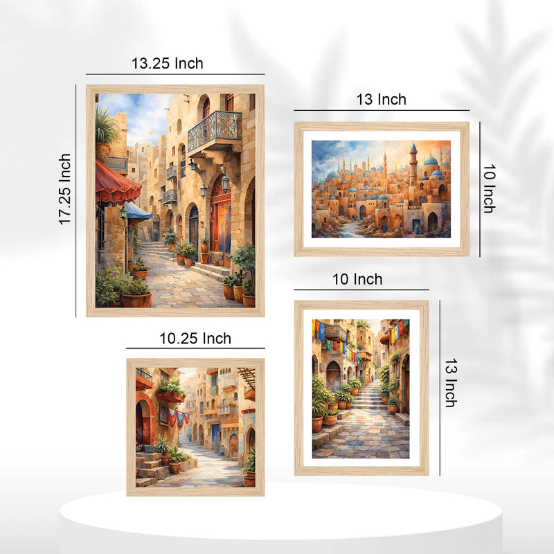 Old Town Street Wall Frame Set of Four