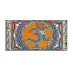 Om Ganesha Madhubani Style Canvas Wall Painting for Spiritual Indian Home Decor