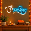 Om Namah Shivaya Blue & White Neon Wall Light for Home, Mandir & Office Decoration