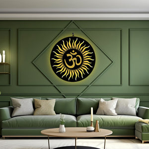 Om Sunray Round LED Wall Light for Temple and Wall Decor