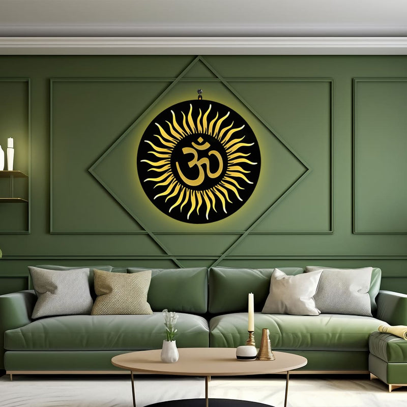 Om Sunray Round LED Wall Light for Temple and Wall Decor