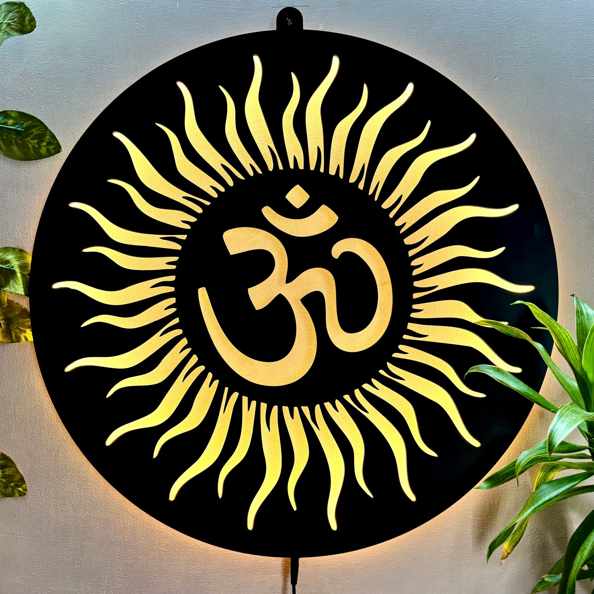 Om Sunray Round LED Wall Light for Temple and Wall Decor