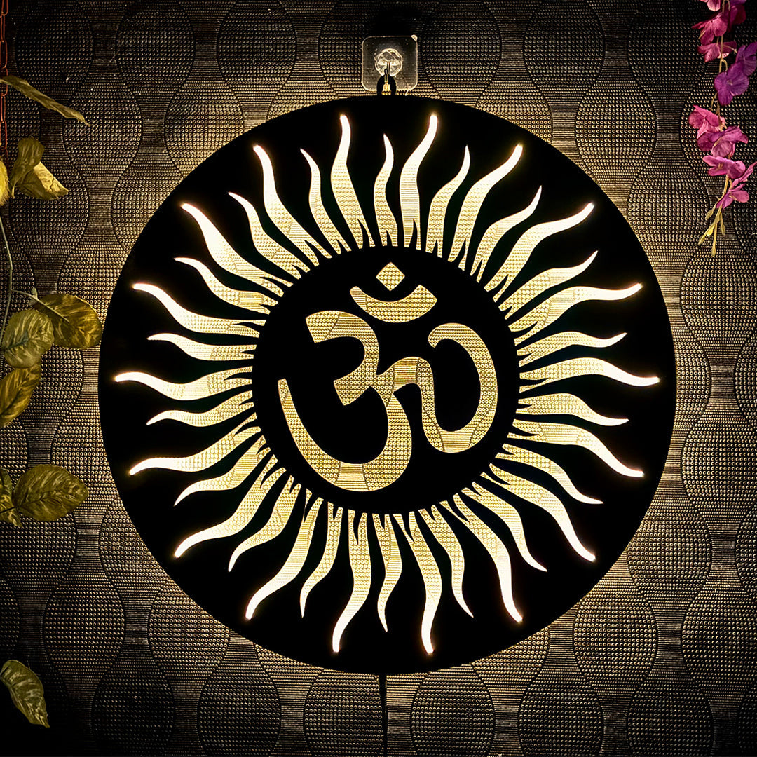 Om Sunray Round LED Wall Light for Temple and Wall Decor