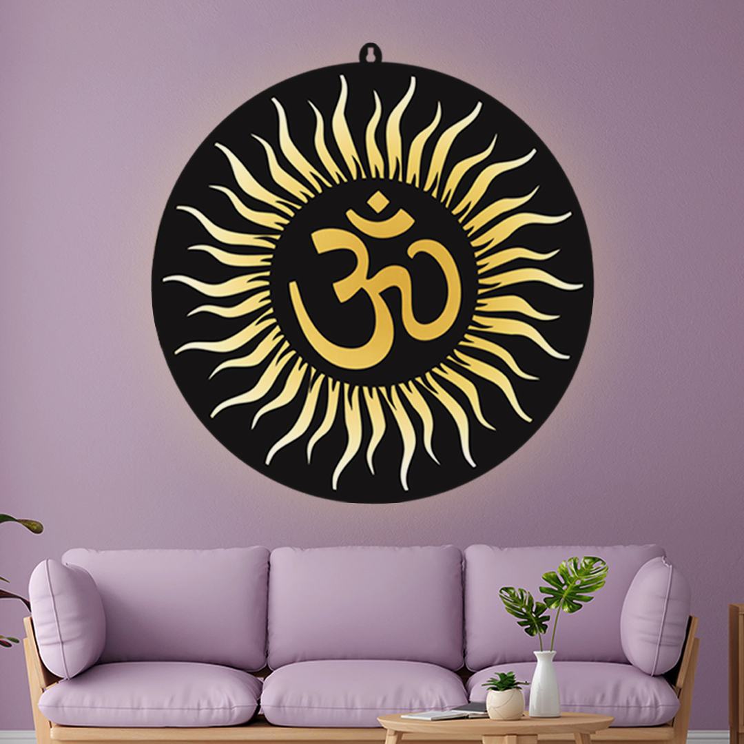 Om Sunray Round LED Wall Light for Temple and Wall Decor