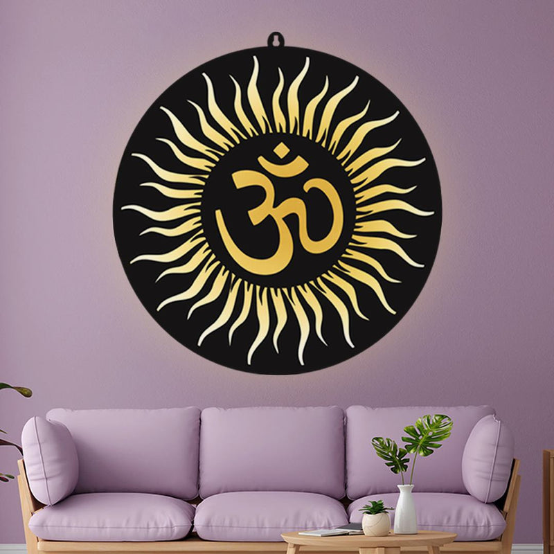 Om Sunray Round LED Wall Light for Temple and Wall Decor