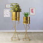 On Trend Abstract Golden Finish Planters Set of 2