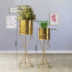 On Trend Abstract Golden Finish Planters Set of 2