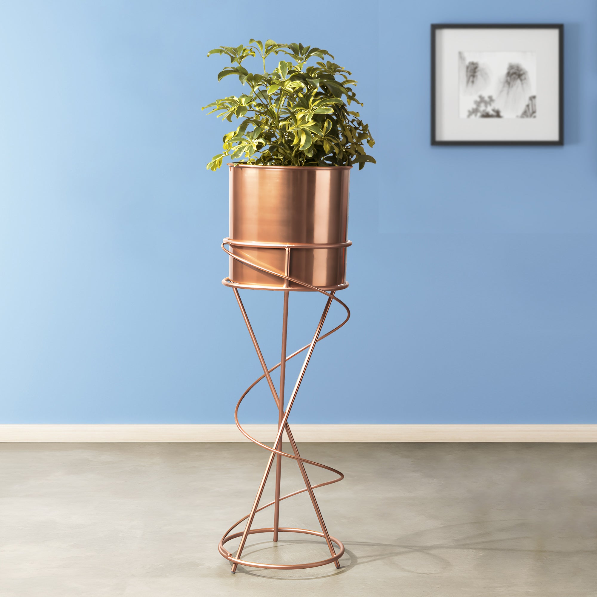 On Trend Abstract Ross Gold Stand & Ross Gold Finish Pot - Medium Size Planter