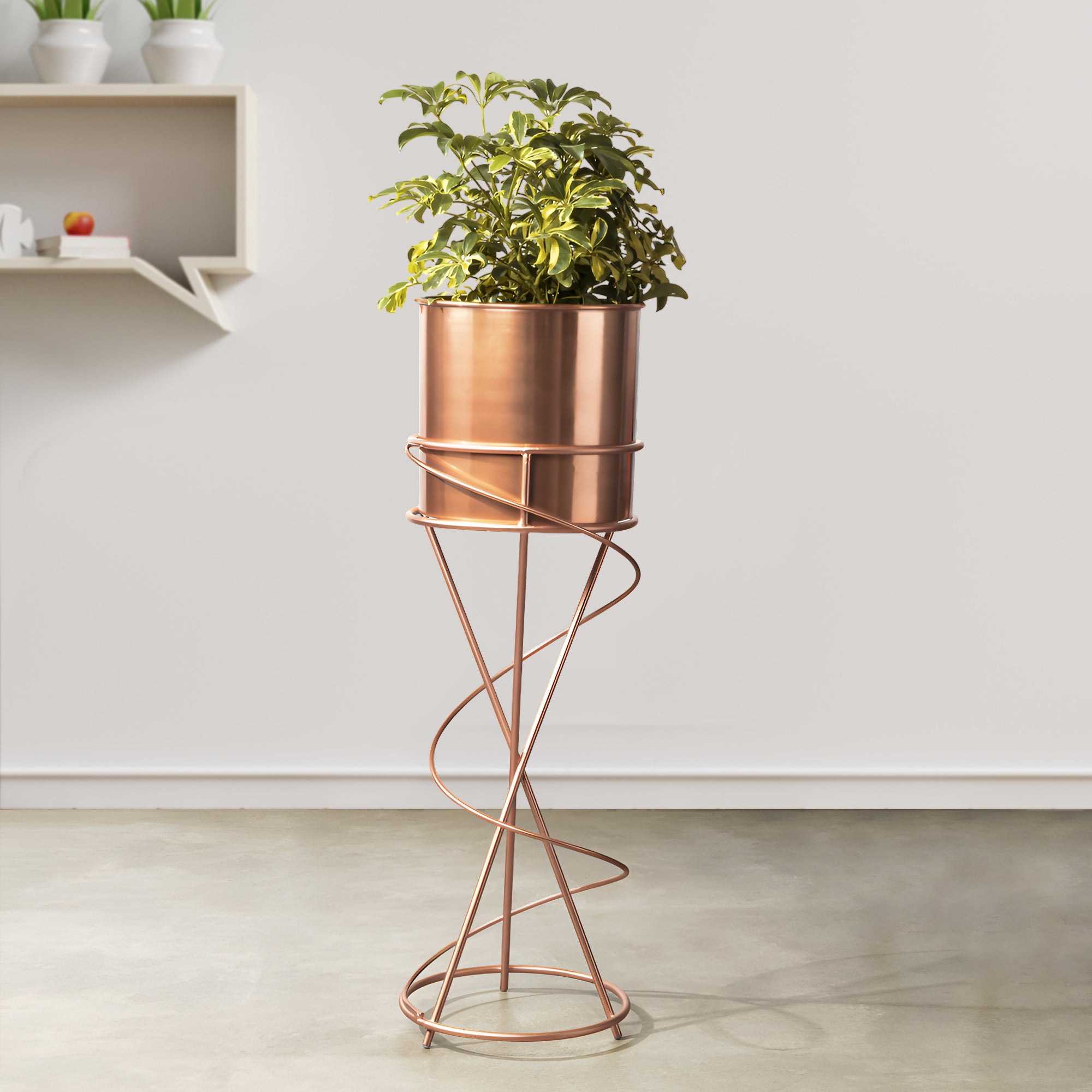 On Trend Abstract Ross Gold Stand & Ross Gold Finish Pot - Medium Size Planter
