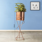 On Trend Abstract Ross Gold Stand & Ross Gold Finish Pot - Medium Size Planter