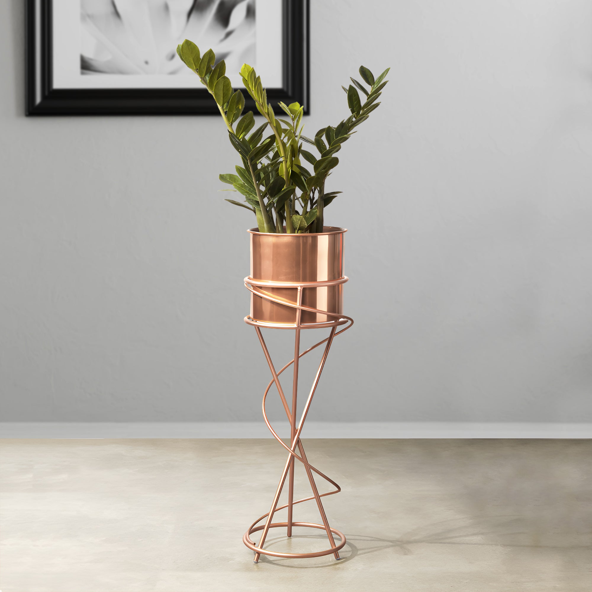 On Trend Abstract Ross Gold Stand & Ross Gold Finish Pot - Medium Size Planter