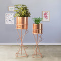 On Trend Abstract Ross Gold Stand & Ross Gold Finish Pot Planters Set of 2