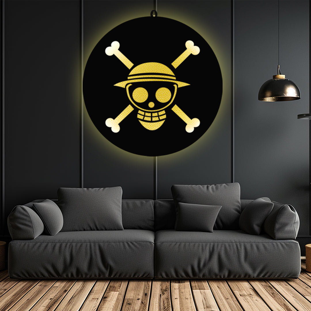 One Piece Skull Hat LED Wall Art for Anime Fan Wall Decor