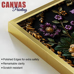 Opulent Peacock with Golden & Purple Blossoms 3D Canvas Wall Painting