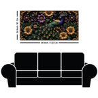Opulent Peacock with Golden & Purple Blossoms 3D Canvas Wall Painting