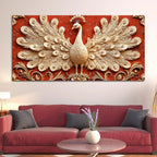 Opulent White Peacock with Open Feathers 3D Canvas Wall Painting