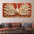 Opulent White Peacock with Open Feathers 3D Canvas Wall Painting