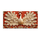 Opulent White Peacock with Open Feathers 3D Canvas Wall Painting