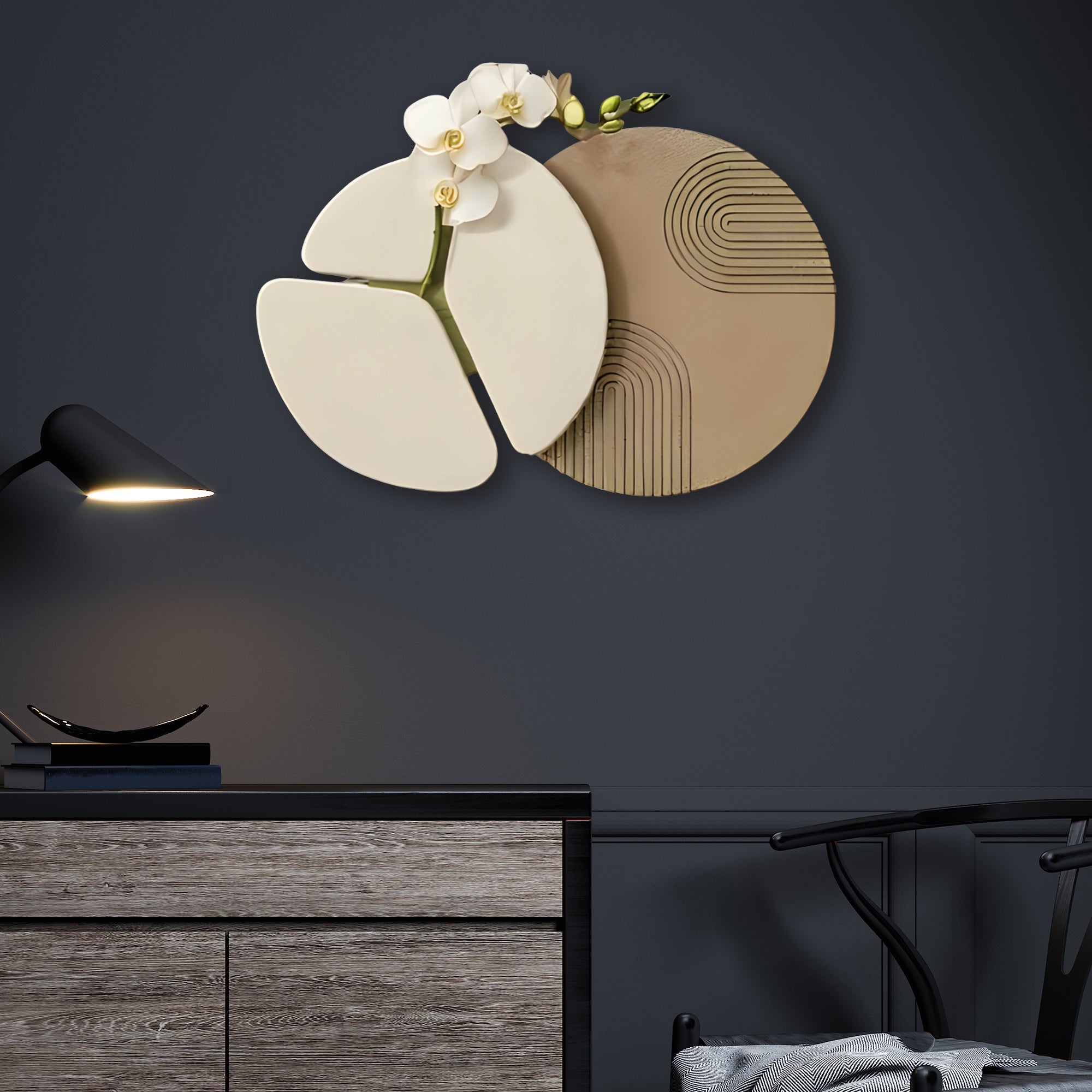 Orchid Bloom Abstract Circle 3D Wall Art Home Decor