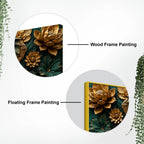 Ornamental Elephant with Golden Lotus Bloom 3D Canvas Wall Painting
