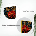 Ornate Elephant Face with Crimson Lotus 3D Canvas Wall Painting