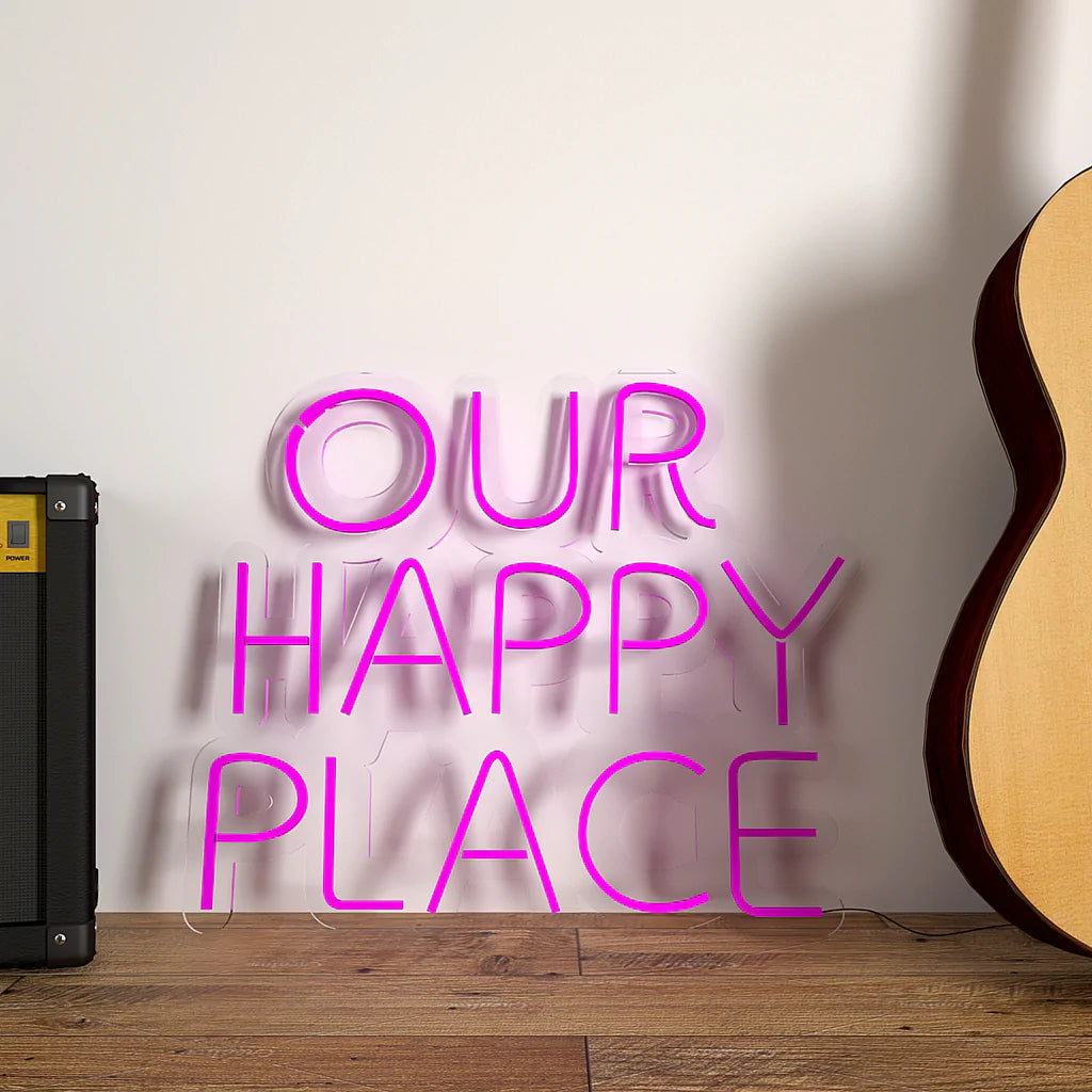 Our Happy Place Text Neon LED Light