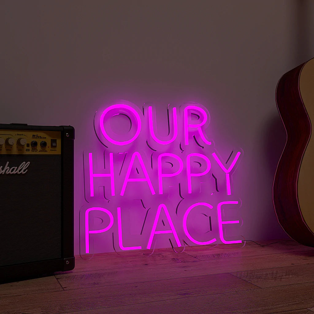 Our Happy Place Text Neon LED Light