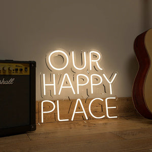 Our Happy Place Text Neon LED Light