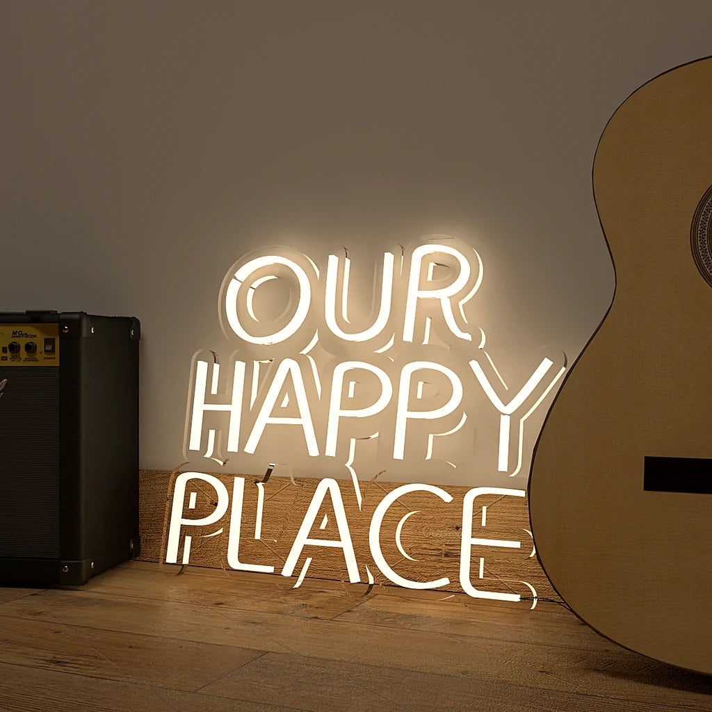 Our Happy Place Text Neon LED Light