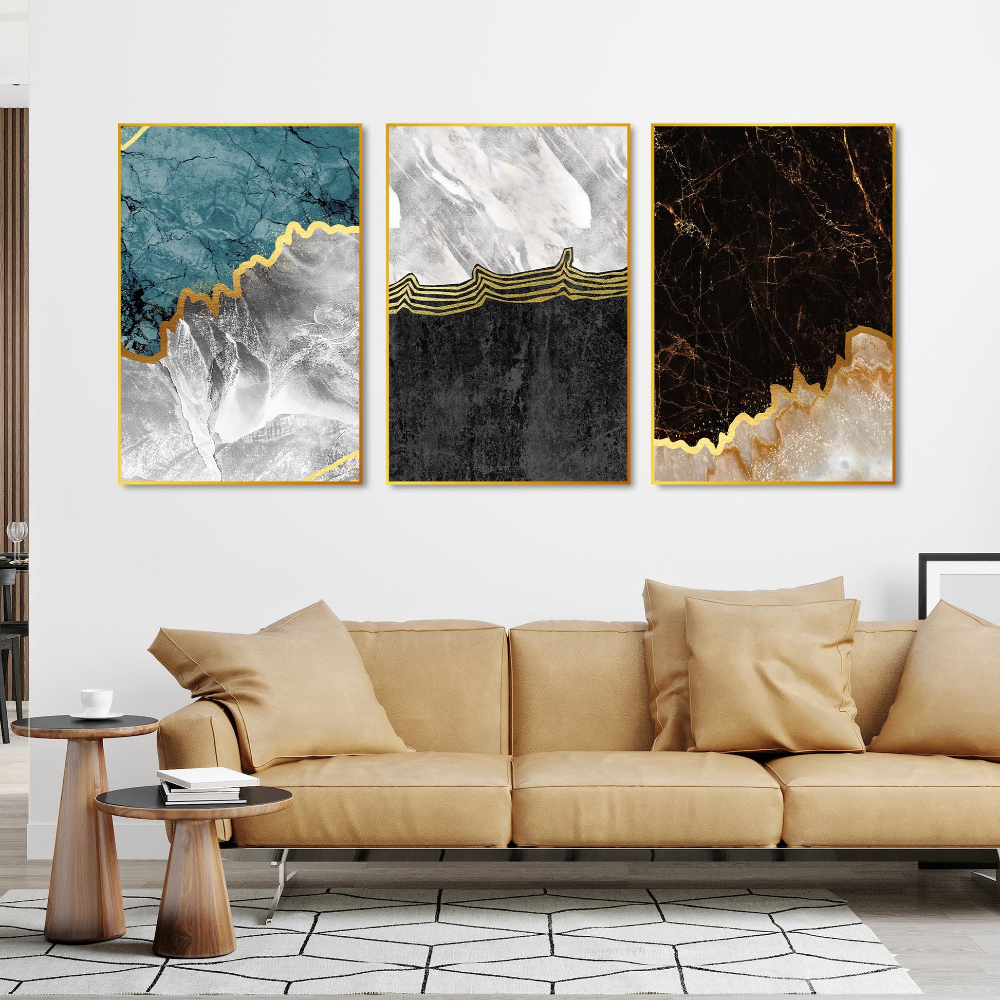 Paint Texture Decorative Floating Canvas Wall Painting Set of Three