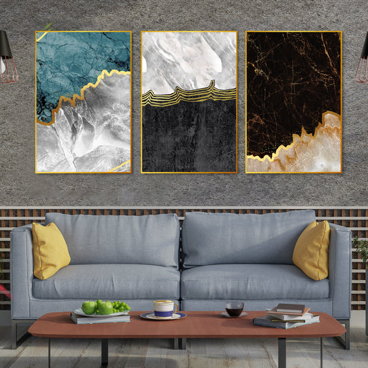 Paint Texture Decorative Floating Canvas Wall Painting Set of Three