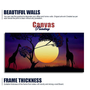 Pair of Giraffe at Night Canvas Wall Painting