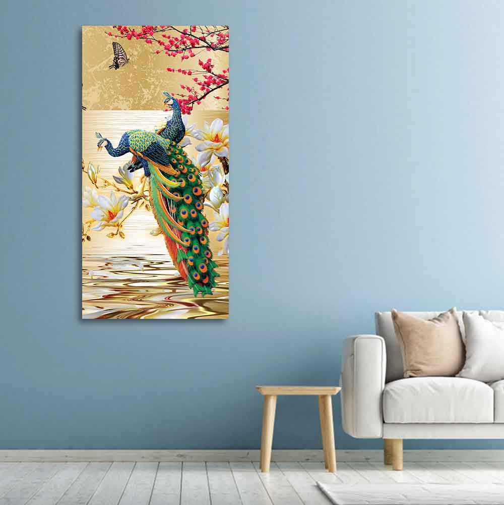 Pair of Peacock Canvas Wall Painting