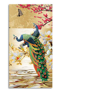 Pair of Peacock Canvas Wall Painting