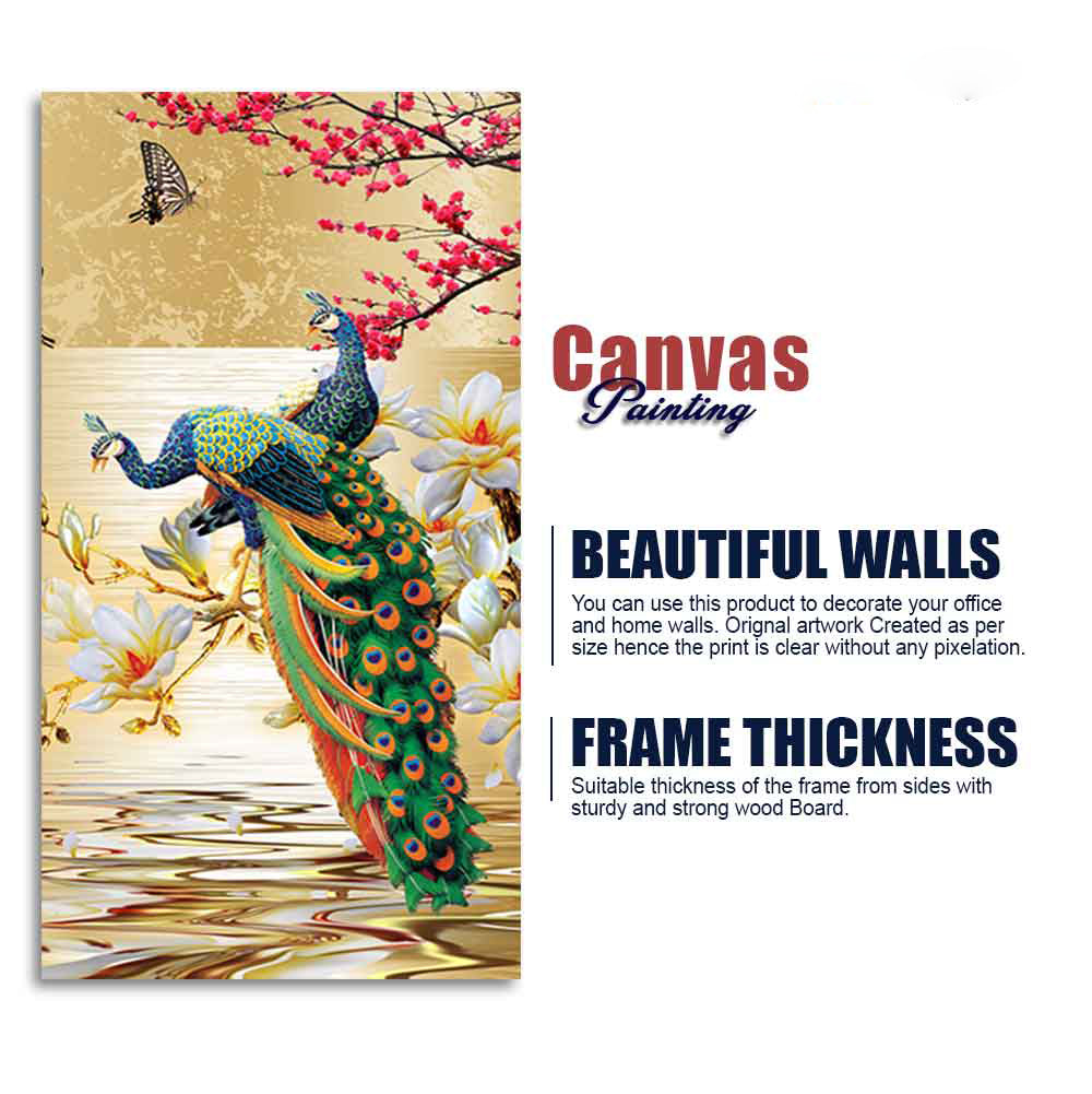 Pair of Peacock Canvas Wall Painting