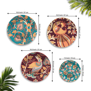 Paisley Artistic Pattern Premium Wall Plates Painting Set of Four